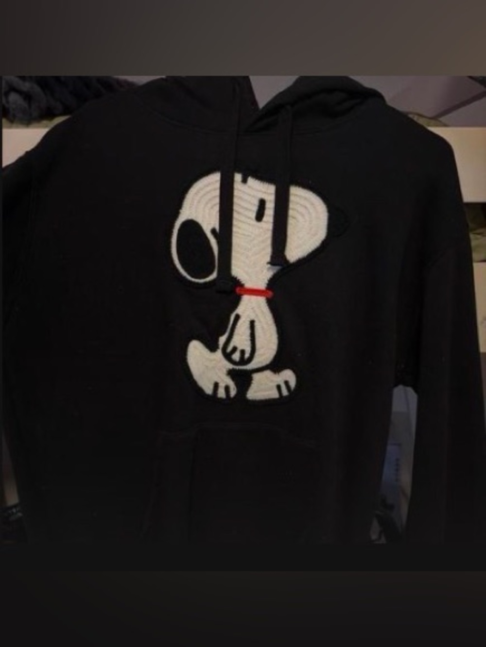 Men's Black Snoopy Graphic Hoodie Sweater